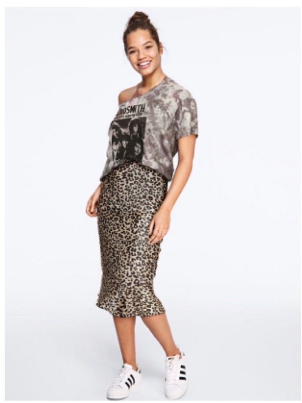 KNIT RIOT | NEW Leopard Print Midi Skirt Black & Beige Women’s Size Medium